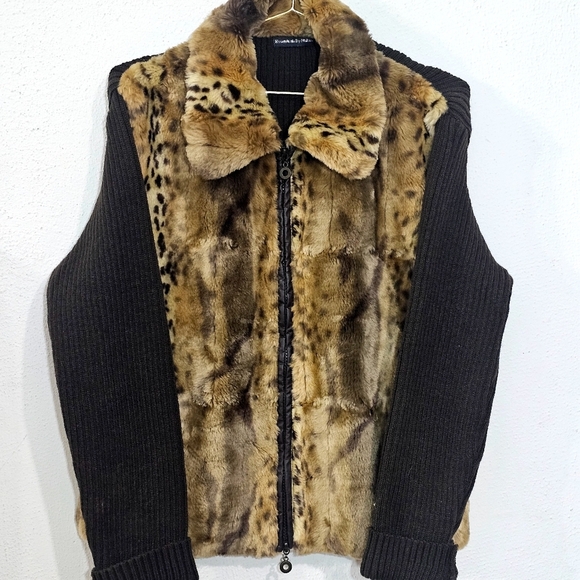 Essentials by Milano Brown Leopard Print Teddy Jacket - Picture 9 of 12